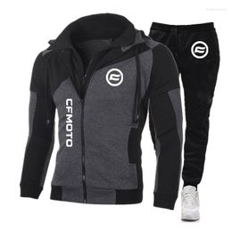 Mannen Trainingspakken Cfmoto 2023 Herfst Winte Schuine Rits Trainingspak Mannen Sweatshirt Joggingbroek 2 Stuks Set Casual Heren Hooded Hoodies