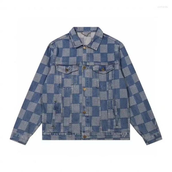 Survêtements pour hommes Damier Patchwork Veste en jean bleu délavé et ensemble de jeans