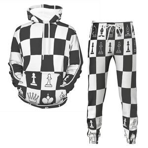 Tracksuits voor heren schaken 3D Gedrukte herfst tracksuit sweatshirts met capuchon en broek klassieke mannen dames dagelijkse casual mode -outfits 6 stijlen xs 5xl 230206
