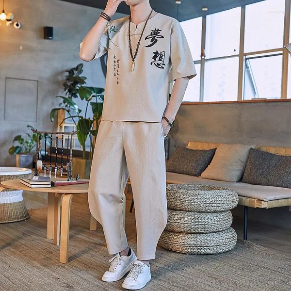 Suits-survêtement masculins de style chinois Summertime Sports Sports T-shirt T-shirt Two Piece Soft Fashion Casual Casual Men Clothing Tracksuit