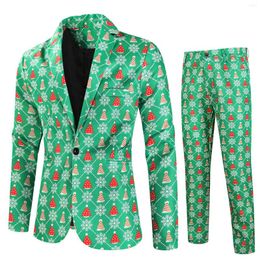 Heren Trainingspakken Kerst Sneeuwvlok Grafisch Pak Sets Navidad Jaar 2-delig Slank Kerstcadeau Blazers Vakantie Conjuntos De Pantalones