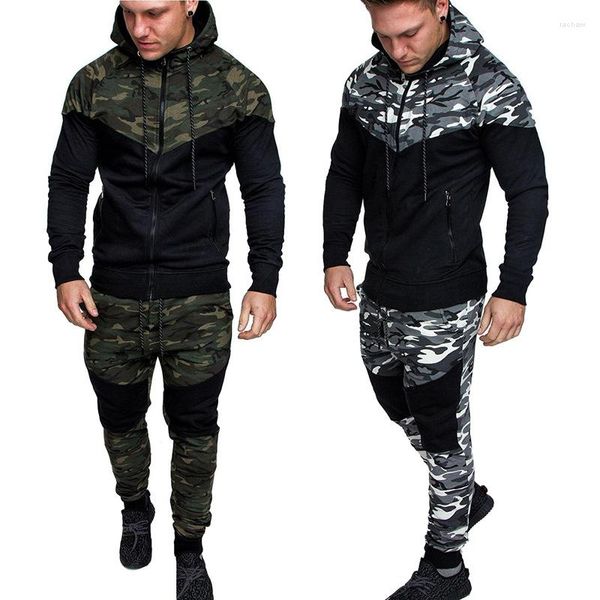 Survêtements pour hommes Classique Camouflage Pièce Loisirs Et Musculation Costume De Sport Fitness Bel Ensemble Deux Pièces