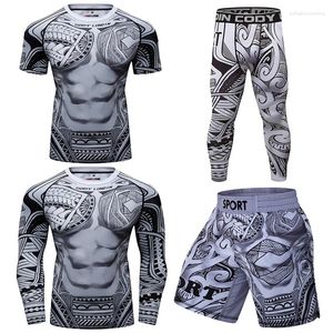 Survêtements pour hommes Cody Lundin Compression Shirt Muay Thai Shorts Hommes Gym Spandex BJJ Rashguard Jiu Jitsu Kickboxing Survêtement Ensemble personnalisé