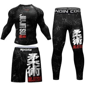 Tracksuits voor heren Cody Lundin Rash Guard Sweatshirt MMA T-shirt+broek Shorts 4pcs/set Braziliaanse grijp Jujutsu bjj boksjersey Q2405010