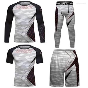 Trainingspakken voor heren Cody Lundin UV-pak Heren Thermische zonbescherming Shirts Shirt met lange mouwen Jiu Jitsu Spats-legging Sublimatie Mannelijke Rashguard