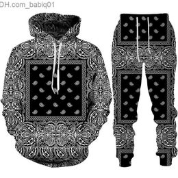 Trainingspakken voor heren Kleurrijk Paisley Grafisch trainingspak voor heren/dames Cashew bloemenprint Hoodie/broek/pak Hiphop Paar streetwear joggingkleding T240108