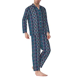 Survêtements pour hommes Tribus colorées (2) Ensemble de pyjama à manches longues avec pantalon en flanelle de coton et manches longues