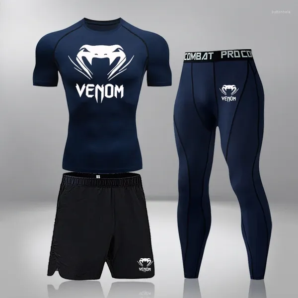 Chándales para hombres Ropa deportiva de compresión Trajes Gimnasio Medias Ropa de entrenamiento Entrenamiento Correr Deportes Conjunto Running Rashguard Chándal para hombres