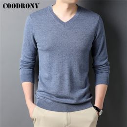 Tracksuits voor heren Coodrony Brand 100 Merino Wool Sweater Men Kleding Autumn Winter Vneck -pullovers Dikke Warm Knitwear Kasjmier Sweaters Z3014 230818