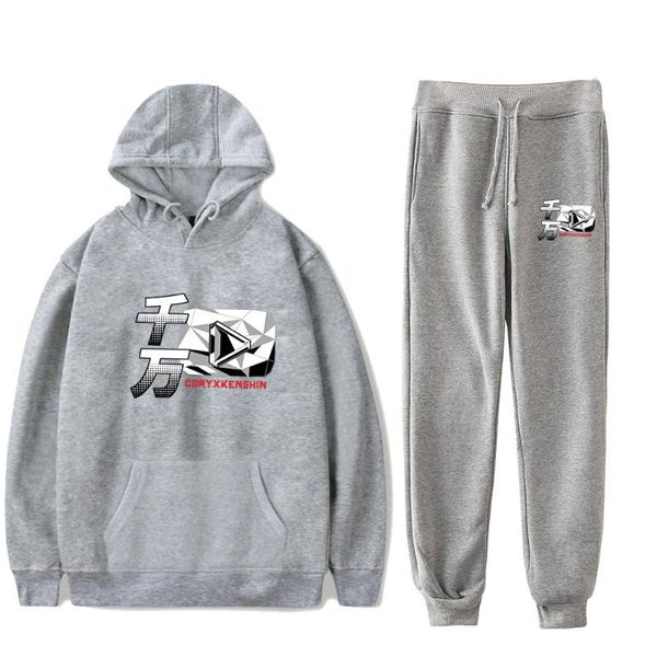 Survêtements pour hommes Coryxkenshin DIAMOND PLAY BUTTON Mode décontractée Automne Costume Hoodies Sportswear Sweat à capuche Pantalon Deux piècesEnsembleHommes