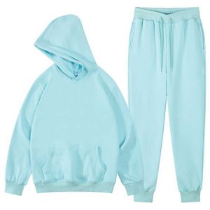 Survêtements pour hommes coton couleur bonbon Couple hiver épais velours pour femmes hommes solide pantalon de survêtement ensemble unisexe Jogging costume G221007