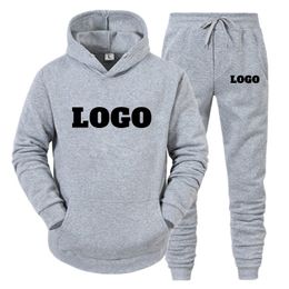 Tracksuits voor heren op maat gemaakte 2 stks sets tracksuit hapsed sweatshirtpants pullover hoodie sportkleding pak ropa hombre casual hardloopset 230317