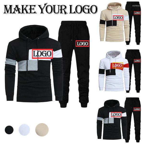 Suisses de survêtement masculines Marque de logo personnalisée Men de survêtement 2 pièces Spring Autumn Patchwork Hoodies Jogger Pantal