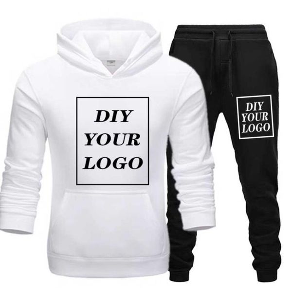 Survêtements pour hommes Logo personnalisé imprimé veste à capuche et pantalon sweat-shirt rembourré confortable unisexe bricolage Streetwear costume de sport