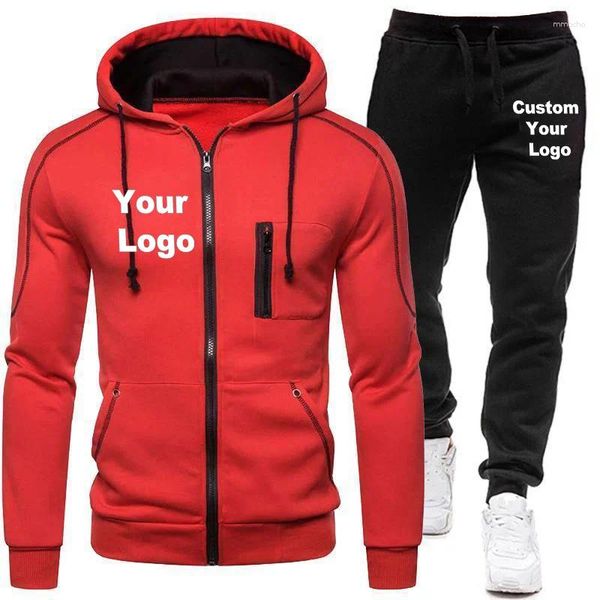 Chándales para hombres, chándal con logotipo personalizado, ropa activa, moda Otoño Invierno, chaqueta con doble cremallera, ropa deportiva cálida, trajes para correr