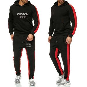 Survêtements pour hommes Ensembles de survêtements pour hommes personnalisés Sweats à capuche Sportswear Tops Pantalons Ensemble de 2 pièces Survêtements Veste Casual Solid Sweatsuit Diy Your Z0224