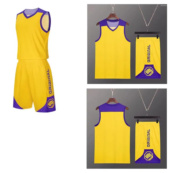 Chándales para hombres Equipo personalizado Entrenamiento de baloncesto Jersey Traje Junior en secado rápido 2 camisa y pantalones cortos Conjunto de uniforme deportivo