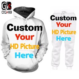 Trainingspakken voor heren Op maat gemaakt trainingspak 2-delige broeksets Mannen en vrouwen Aangepaste eigen foto's 3D-printen Hoodie Trainingspak Joggingbroek DIY-kleding 230914