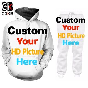 Trainingspakken voor heren Aangepast trainingspak 2-delige broeksets Mannen en vrouwen Aangepaste eigen foto's 3D-print Hoodie Trainingspak Joggingbroek DOE-Kleding 230719