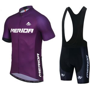 Survêtements pour hommes Cycle Jersey Printemps Été Vêtements de cyclisme Homme Bib Vêtements Merida Chemise professionnelle Shorts Cycliste Ensembles pour hommes Ensemble de sport 230807