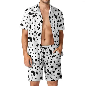 Suisses de survêtement masculines Dalmatian Spot Men Set Men Dots Animal Imprimé Shorts décontractés Shirt Shirt Set Summer Retro Suit Short-Sheeve Plus Taille