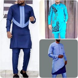 Contorts de survêtement masculins Dashiki African Vêtements pour hommes avec pantalon et chemise rayée 2 pièces Sweats-shirt d'été 2024