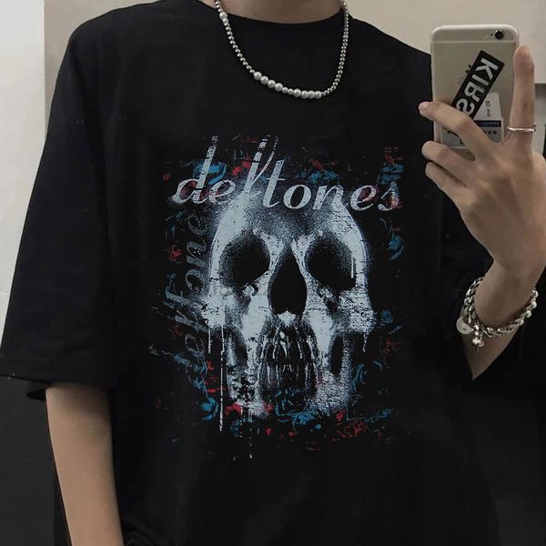 Survêtements pour hommes Deftones Skull Black Band Concert T-shirt Punk Hip Hop T-shirts Gothique Vintage Rock T-shirt pour Unisexe Streetwear Tops 230322