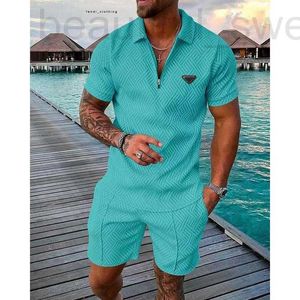 Heren Trainingspakken Designer Designer Mannen Set Shirt Shorts Casual pak Zomer Rits Revers T-shirt Tops Man Korte mouwen Outfits M-6XL Polo 8 3Q6B