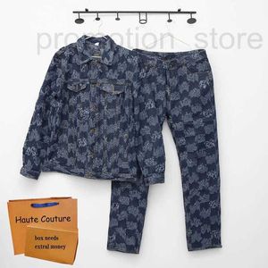 Heren Trainingspakken Ontwerper Heren Mode Geruite Print Jack Jeans 2pic Suits Cool Hip Hop Dames Jeanswears - Rits Overalls Jeanswear VNLF