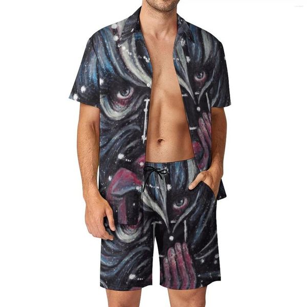 Chándales para hombres Juego Disco Elysium Conjuntos para hombres Atributo Habilidad Intelecto Videojuego Camisa informal hawaiana Conjunto Pantalones cortos de manga corta Traje de playa