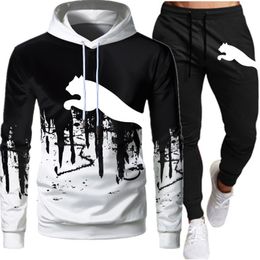 Survêtements pour hommes Discovery Channel Hommes Splash Ink Sweats à capuche SweatshirtSweatpants Costume Automne Hiver Chaud Survêtement Ensembles Vêtements à capuche pour hommes 230130