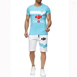 Survêtements pour hommes DJI Pilote professionnel Drone Polos imprimés Confortables Shorts à manches courtes Costume Coton Harajuku Sport T-shirt