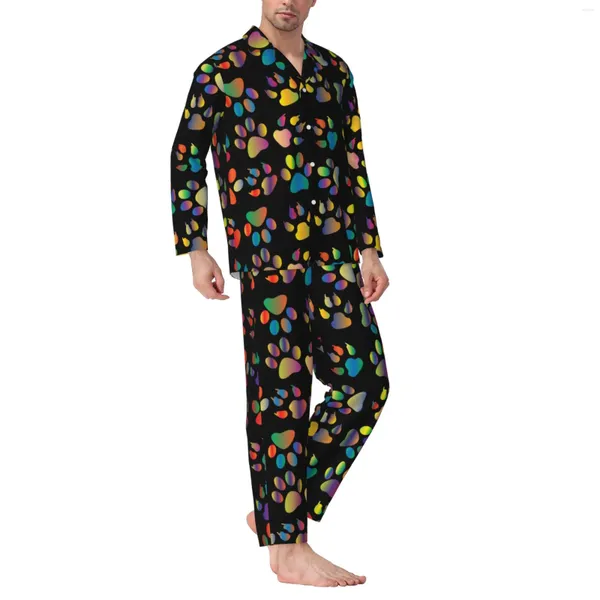 Survêtements pour hommes Ensemble de pyjama à manches longues pour chiens avec pantalon en flanelle de coton et manches longues