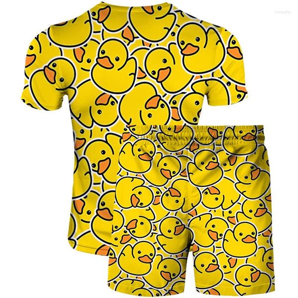 Chándales para hombre, camisetas con estampado 3D de patos y leopardo, conjuntos de pantalones cortos, camiseta de manga corta de gran tamaño con flores a la moda, conjunto de pantalones, trajes para hombre, ropa