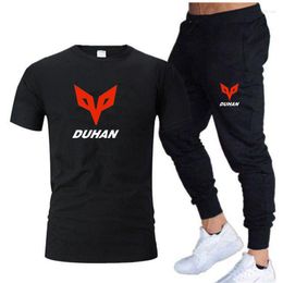 Survêtements pour hommes DUHAN été T-shirt décontracté pantalon costume marque à manches courtes ensemble de luxe imprimé coton chemises Jogging pantalons de survêtement sport masculin