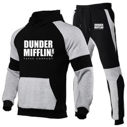 Trainingspakken voor heren DUNDER MIFFLIN PAPER INC Kantoor TV-show Bedrukte modepakken Sportkleding Joggen Trainingspak Hardloophoodies P250c