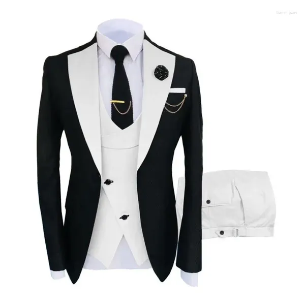 Chándales para hombres DV006 Traje de fiesta de boda blanco Ropa Traje de anfitrión casual Traje de esmoquin de ajuste regular 2 piezas Conjuntos Pantalones de chaqueta