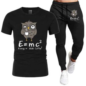 Parcours masculin E MC2 Energy Milk Café Café Mens T-shirt et pantalon de jogging Set Hip Hop Vêtements Casual Athletic Summer Q2405010