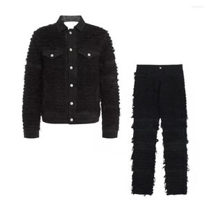 Survêtements pour hommes EDGO Denim Jacket Pants Set Suit #edgo2353