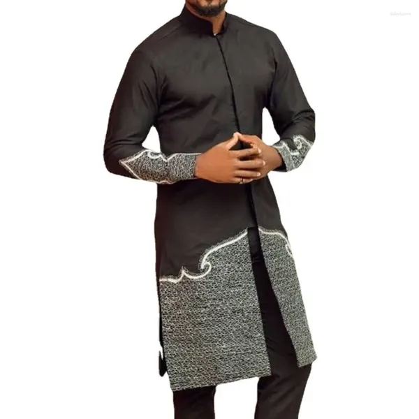 Costumes pour hommes Costumes élégants pour hommes 2 pièces Dashiki Top et Pantalon Ensembles de luxe Mariage Vêtements masculins Kaftan Tenue traditionnelle ethnique