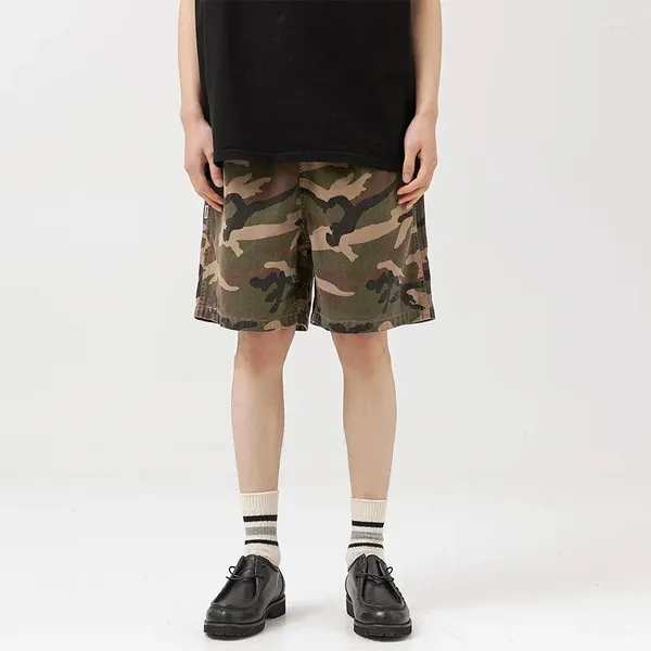 Survêtements pour hommes Elmsk Lâche 4,5 pouces Pantalon américain Summer Camouflage Sports Shorts Cordon Casual Tissé pour hommes