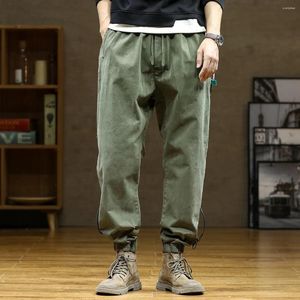 Survêtements pour hommes Elmsk printemps et automne pantalon vert militaire pour japonais lâche grande taille vêtements de travail avec taille élastique L