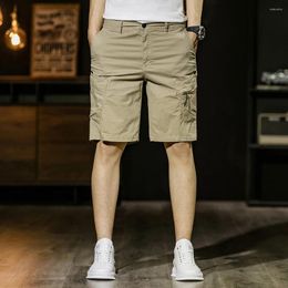 Survêtements pour hommes Elmsk été coton shorts décontractés fermeture éclair personnalisée grande poche capris lâche élastique pantalon tendance diffusion en direct même s
