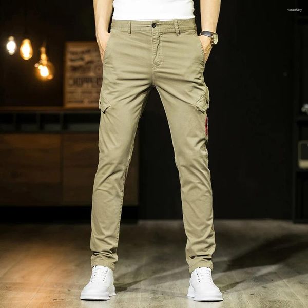 Survêtements pour hommes Elmsk Summer Thin Loose Casual Pantalon personnalisé Hong Kong Style Tendance Multi Pocket Coton Slim Fit Fashion Zipper