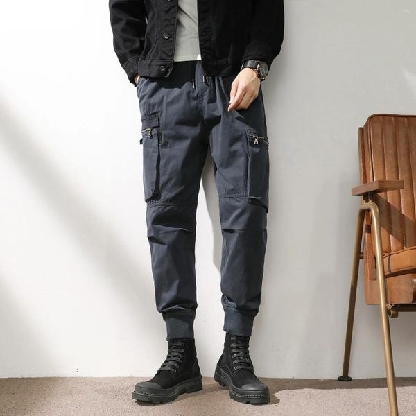 Survêtements pour hommes Elmsk Young Nordic Version Printemps et automne Pantalon de travail élastique à grande poche avec couture personnalisée japonaise