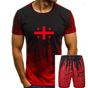 Survêtements pour hommes Est 2023 été hommes vêtements O cou coton T-Shirt géorgie ronde vente mâle naturel chemise