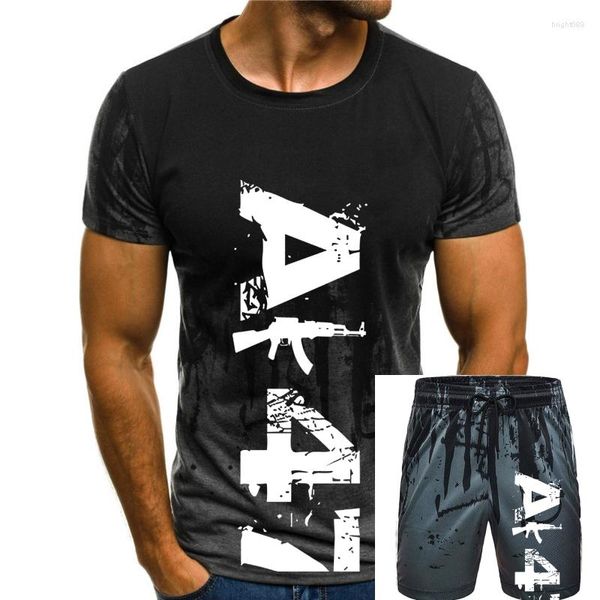 Survêtements pour hommes Est 2023 T-shirt Homme T-shirt en coton à col rond Mode verticale Pistolet Noir T-shirts en ligne