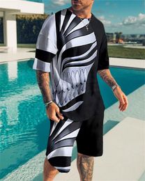 Survêtements pour hommes est Vêtements surdimensionnés Vintage Tshirt Shorts Set Homme Survêtement Été Ghost Face 3D Imprimé Hommes Tenues Casual 221129