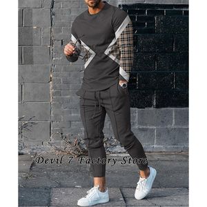 Men S tracksuits Est broek 2 -delige sets Fashion Spring Man Kleding Streetwear Lange mouw T -shirt Sweatpants Pakken 230224