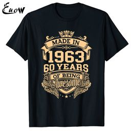 Heren trainingspakken Euow Unisex 100% katoen gemaakt in 1963 60 jaar geweldig zijn 60e verjaardag Vintage herenkleding T-shirt Casual luxe T-shirts 230322